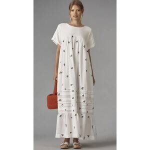 Anthropologie Pilcro Short-Sleeve T-Shirt Midi Dress Size Small White